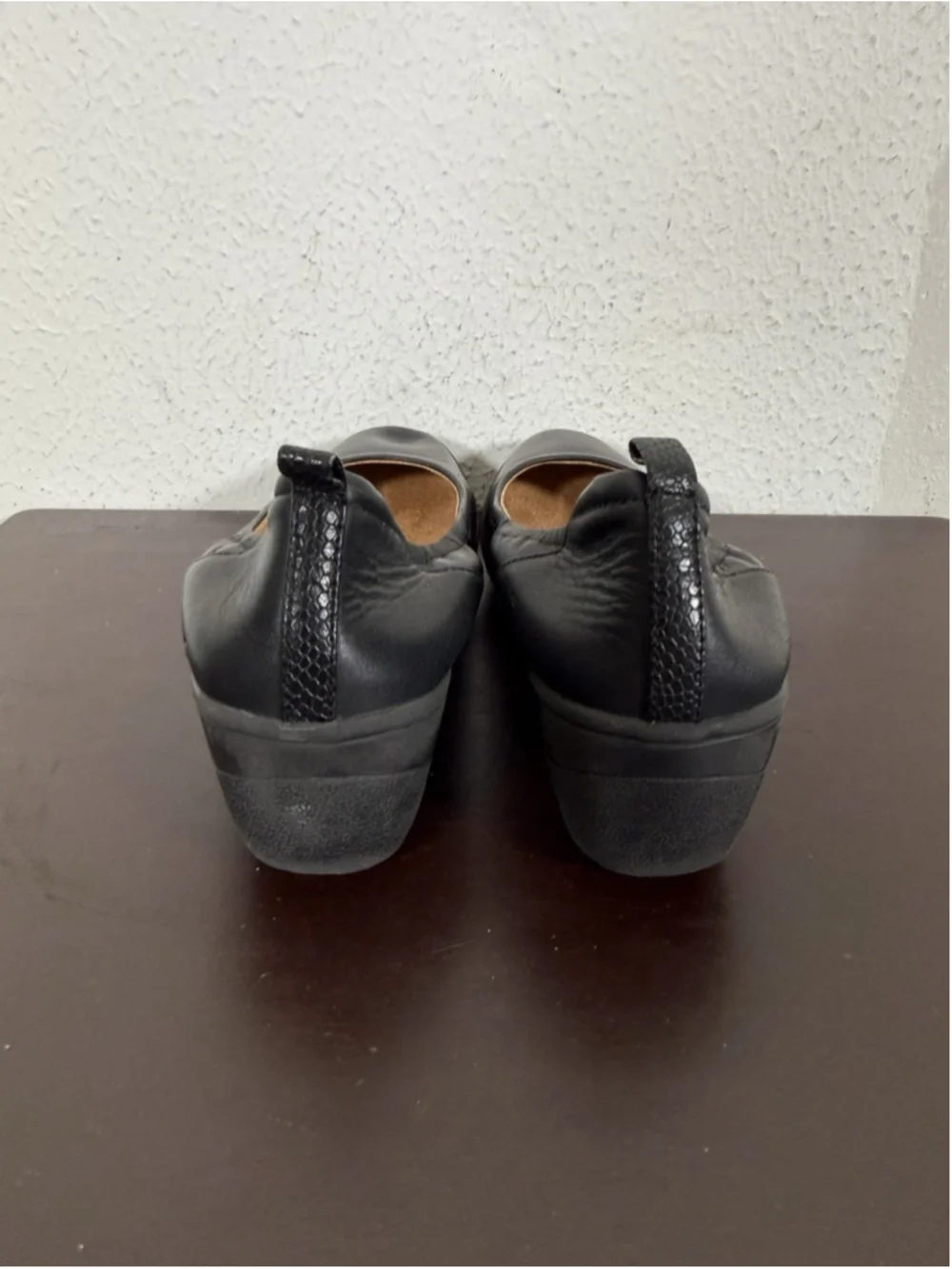 Vionic Jacey Wedge Ballet Shoes Women 8 Black Leather Comfort Slip On Work Chic